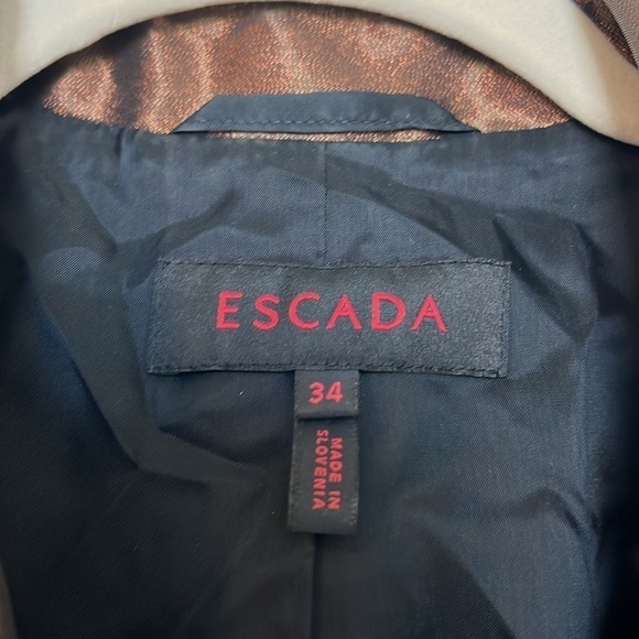 Escada Liquid Bronze Brown Structured Blazer Jacket Size 34  / 4 - Picture 6 of 17